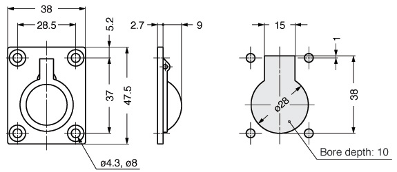 Sugatsune 26900 Stainless Steel RING Pull Line Drawing