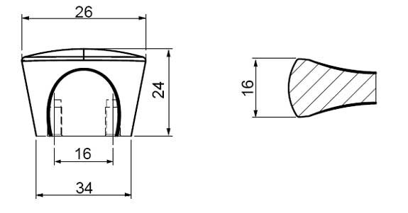 Sugatsune EG-2075/TL Knob Line Drawing