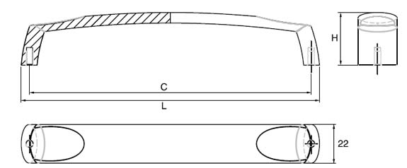 Sugatsune EG-23128/TL EG-23 Handle Line Drawing