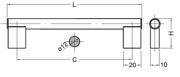 1652 STAINLESS STEEL HANDLE CC=320 L=342 schematic