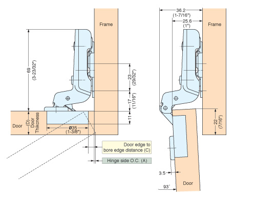 230-26/0T CONCEALED HINGE schematic