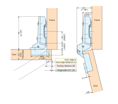230-26/9T CONCEALED HINGE schematic