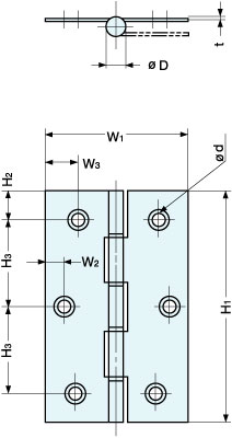 D-S-76A Stainless Steel Butt Hinge schematic