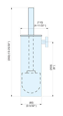 Sugatsune DSB-09 STAINLESS STEEL TOILET BRUSH & HOLDER Line Drawing
