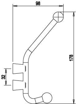 Sugatsune DSH-03 STAINLESS STEEL COAT HOOK Line Drawing
