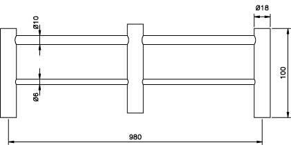 Sugatsune DSR-02/98 STAINLESS STEEL TOWEL RACK Line Drawing