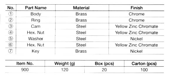 900MK Sheet Metal Cam Lock Specifications