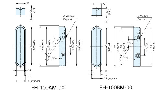 FH-100BM-00 OVAL LEVER HANDLE W/ SPRING schematic