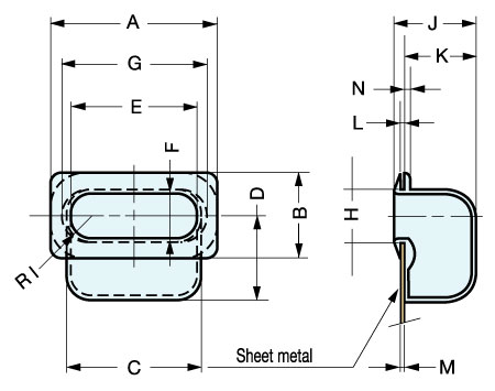 HH-QTR-K2 BK Recessed Pull schematic