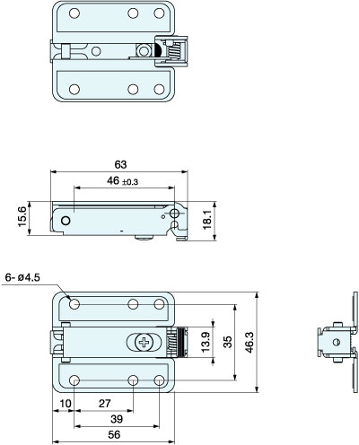 HT-160THV2 Snap-on Concealed Hinge schematic