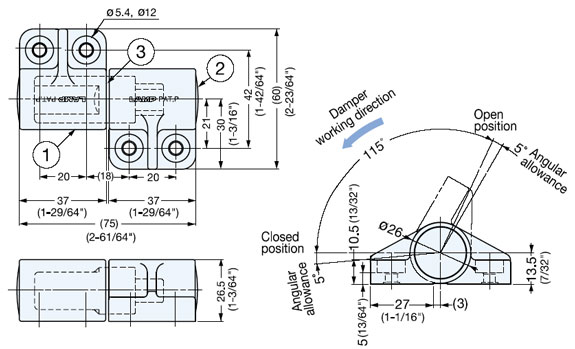 HG-JH35 SOFT-CLOSE DAMPENING HINGE schematic