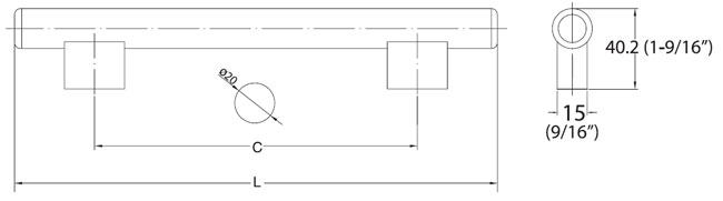 KBE-1035-160 Stainless Steel Handle schematic