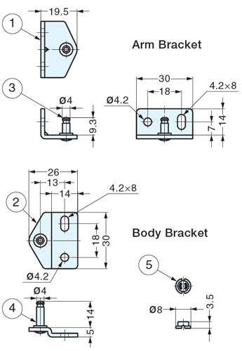 L-FS140-BT Mounting Bracket For L-FS140 Stay schematic