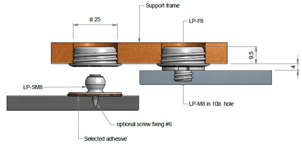 LP-F8 Low Profile Clip - Self Tapping Female schematic