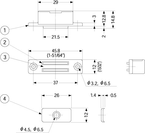 Sugatsune MC-0051 MAGNETIC CATCH Line Drawing