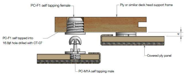 PC-F1 Panel Clip - Self Tapping Female schematic