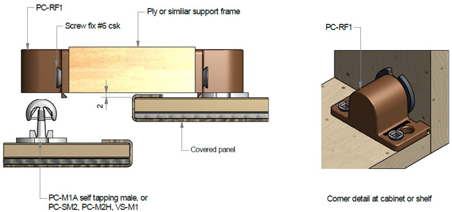 PC-RF1-B Panel Clip - Side Mount Female Brown schematic