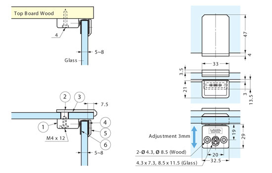 XL-GC09-CR MAGNETIC CATCH FOR GLASS DOOR schematic