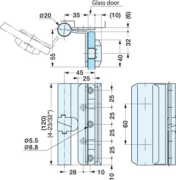 XL-GH02-120R GLASS DOOR GRAVITY HINGE schematic