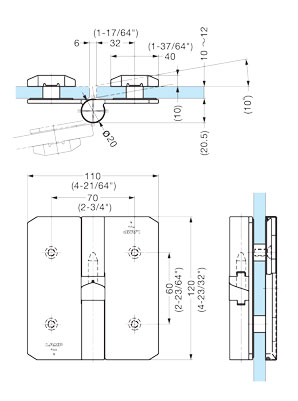 XL-GH05-120R Glass Door Gravity Hinge schematic