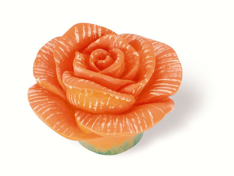 101-100 Siro Designs Flowers - 50mm Knob in Orange Rose