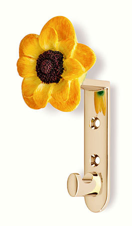 101-126 Siro Designs Flowers - 124mm Hook in Bright Brass/Sunflower