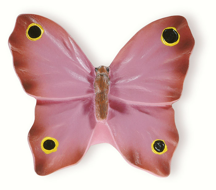 72-102 Siro Designs Butterflies - 41mm Knob in Pink W/Black & Yellow Dots & Stripes
