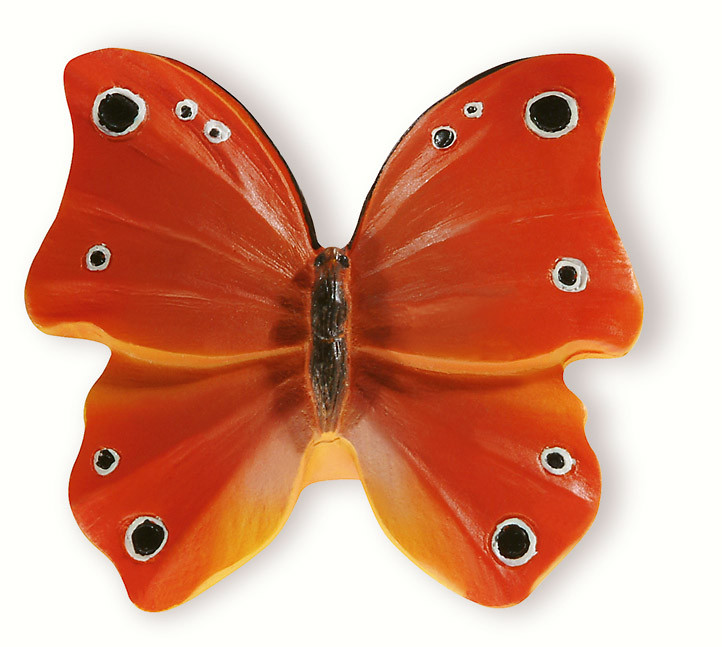72-106 Siro Designs Butterflies - 47mm Knob in Red Orange W/Blk/Wht Dots&Stripes