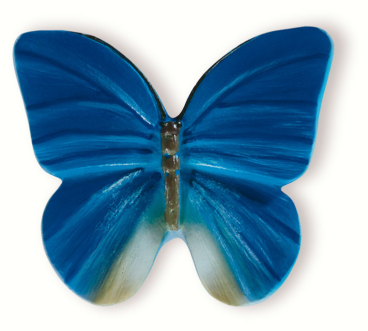 72-110 Siro Designs Butterflies - 42mm Knob in Blue With Grey