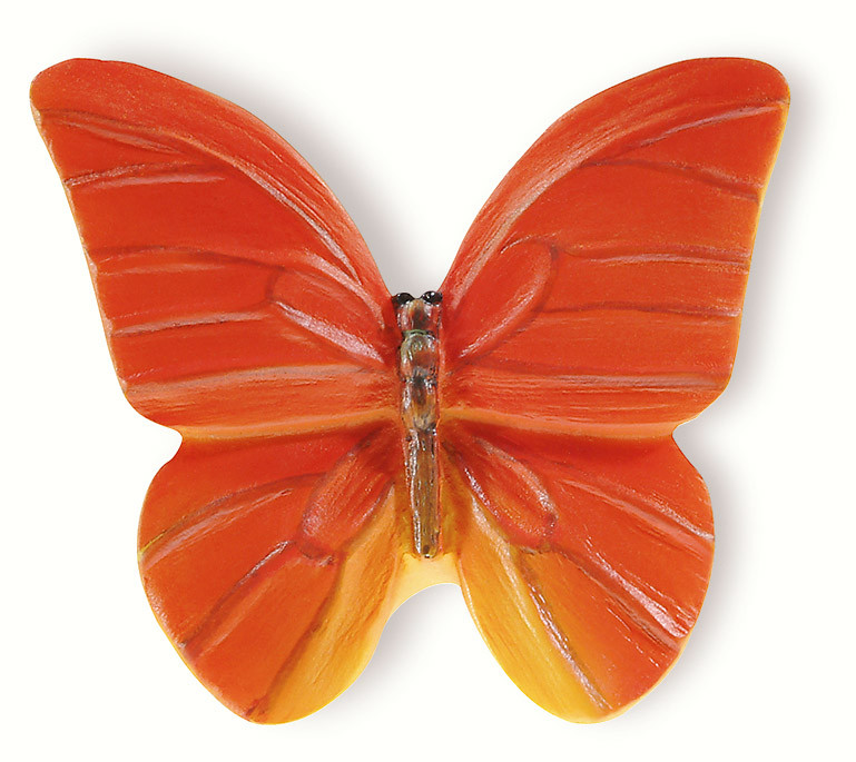 72-114 Siro Designs Butterflies - 44mm Knob in Red-Orange With Yellow
