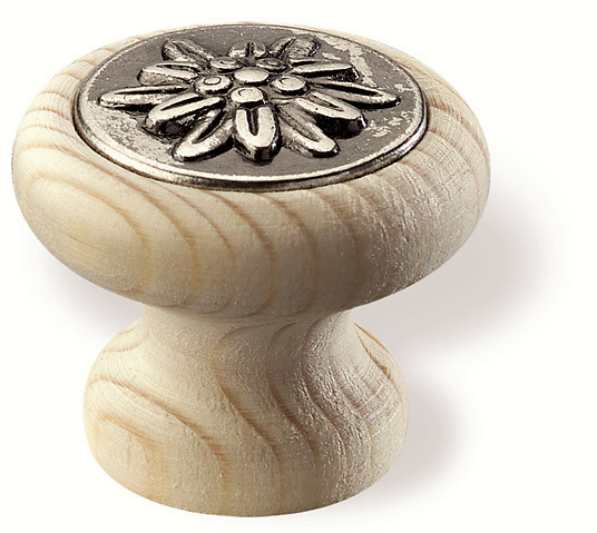 78-144 Siro Designs Edelweiss - 30mm Knob in Unfinished Pine/Antique Tin