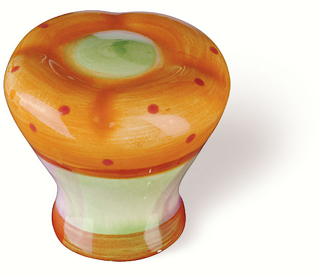 81-108 Siro Designs Botanico - 35mm Knob in Green Ctr/Orange/Dots & Stripes