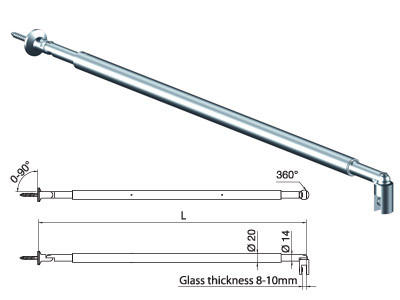 8432MS10-990 SUPPORTER FOR GLASS WALL