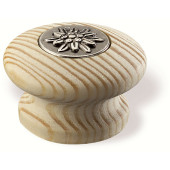 78-134 Siro Designs Edelweiss - 44mm Knob in Unfinished Spruce/Antique Tin