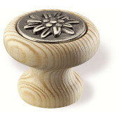 78-142 Siro Designs Edelweiss - 30mm Knob in Unfinished Spruce/Antique Tin