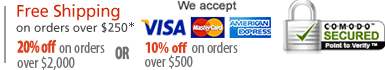 Free Shipping Over $250 - We Accept Visa, Mastercard, and American Express